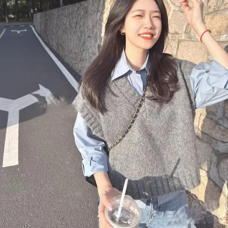 New Fashion Sleeveless Knitted Vest Women's Spring Autumn Winter Casual Sweater Layered Shirt Camisole Vest Women's Top 112