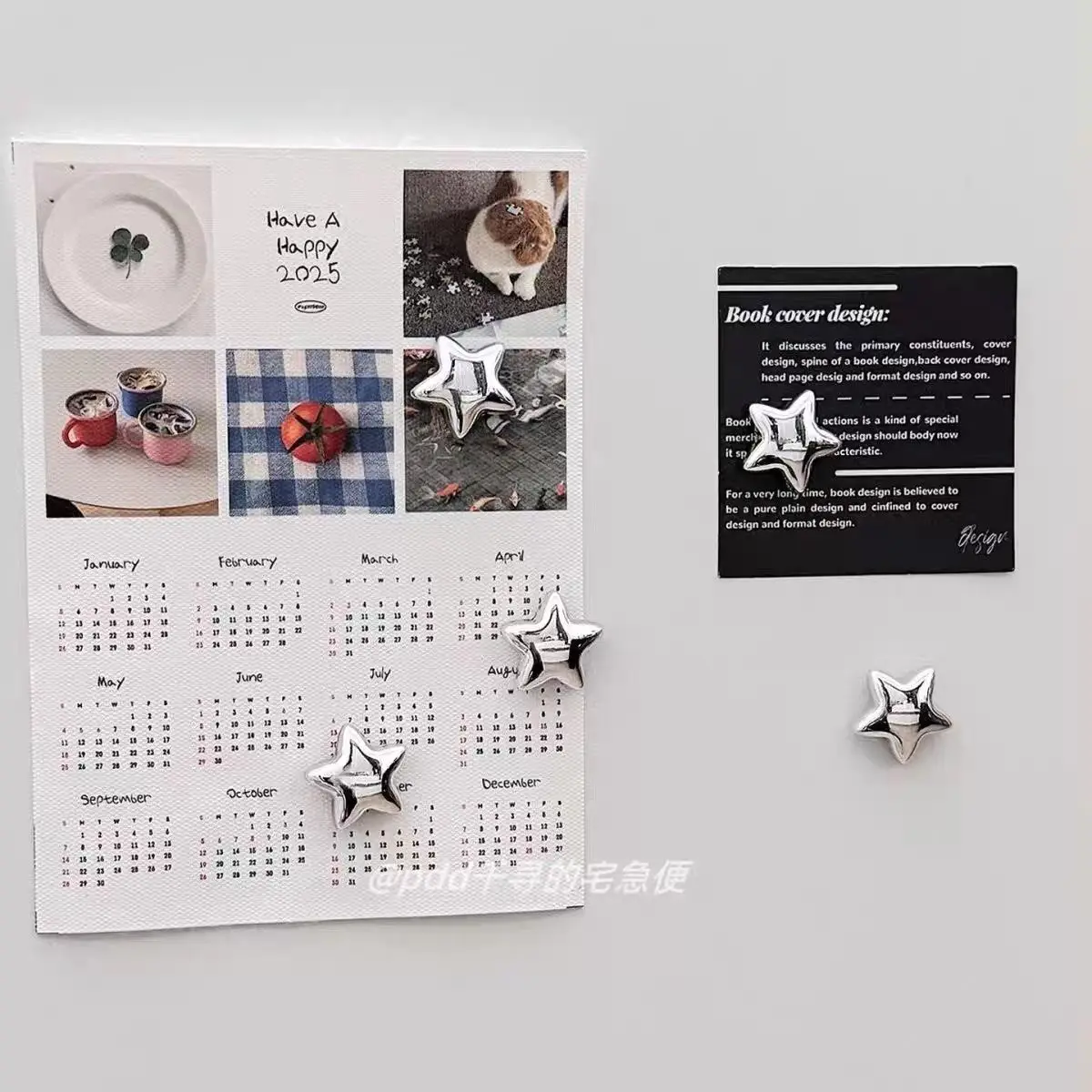 Fridge magnet silver stars magnetic nail photo wall mounting magnetic sticker