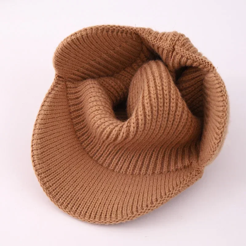 Autumn/Winter Children's Baseball Cap Wool Knit Warm Earflap Hat Versatile Outdoor Duckbill Cap for Boys and Girls