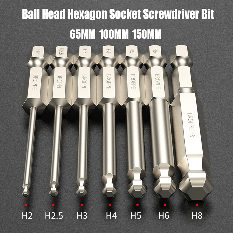 65100150MMH2H8BallHeadHexagonSocketScrewdriverBitStrong