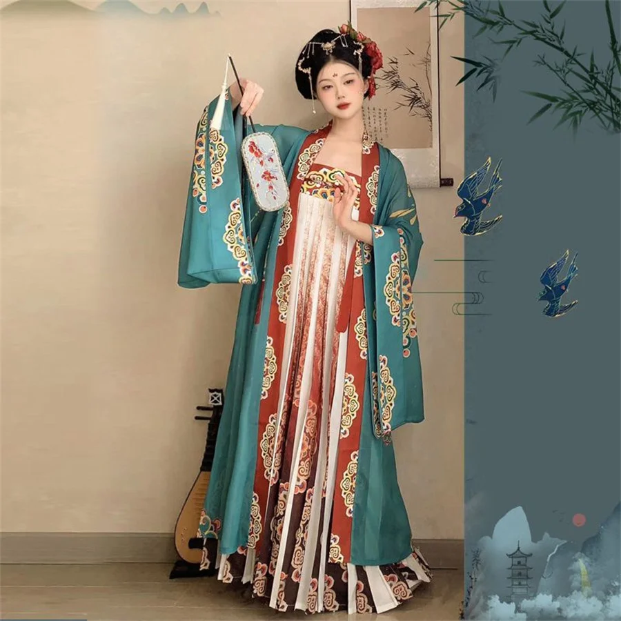 

Traditional Chinese Fashion Women Hanfu Vintage Ancient Costume Tang Suit Festival New Year Folk Dance Court Fairy Dress