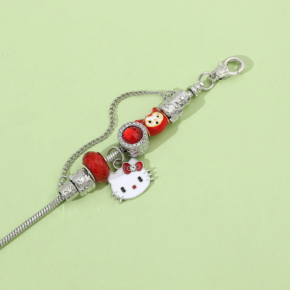 New Red  Anime Series Cartoon Kurome Hello Kitty Fashion Cute DIY Beaded Bracelet