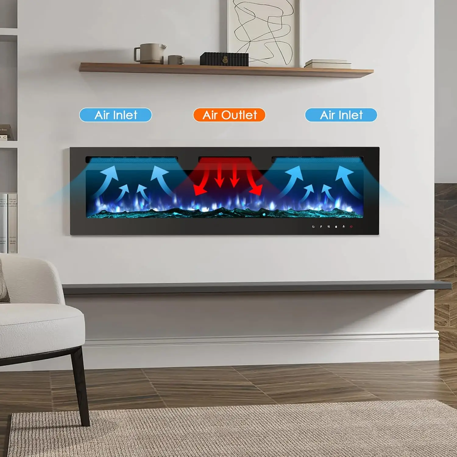 Electric Fireplace Inserts 60 inch Electric Fireplace Wall Mounted 4"D x 60"W x 17"H