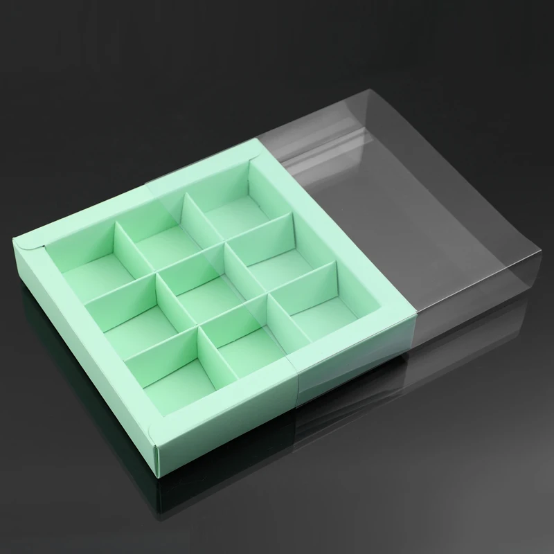 10PCS Chocolate Macarons and Mooncake Boxes with 4/9 Grid Inserts, PVC Transparent Wind... - SKU TWGP1111 - UGI Packaging