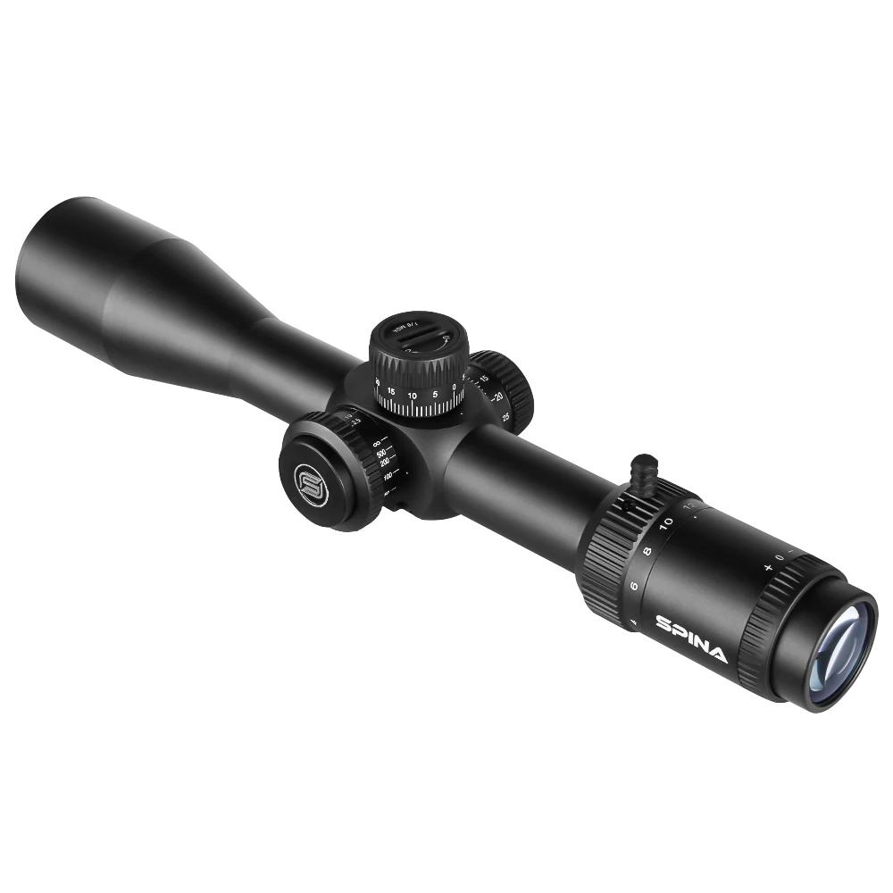 Rifle Scope SPINA OPTICS HD WolfChase 4-16x44 FFP Tactical First Focal Plane Riflescope Glass Etched Reticle 10yds Parallax 22LR .223 .308