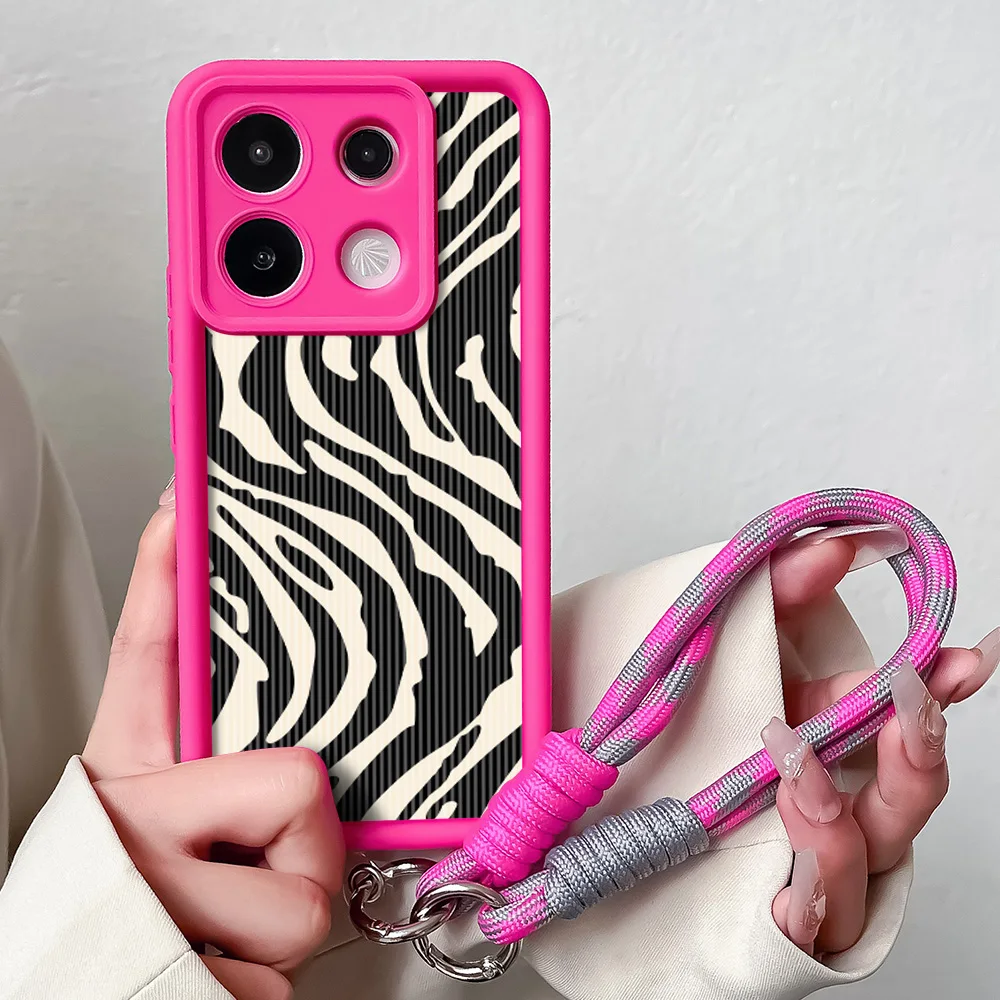Zebra Stripes Phone Case with Wrist Chain and Lanyard Strap