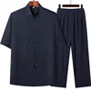 Tang Suit (top + Pants) Men's Fashion Business Collar Embroidered Disc Buckle Chinese Style Lay Dress Han Dress Tai Chi Suit 1