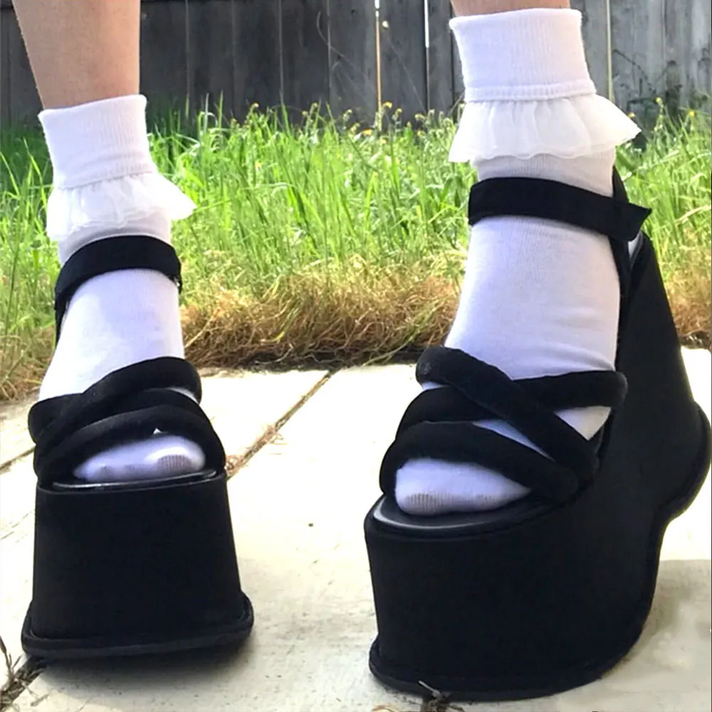 Brand New Sweet Cool Fashion High Heels Lolita Black Gothic Style Girls Cosplay Chunky Platform Shoes Woman Summer Sandals | Обувь