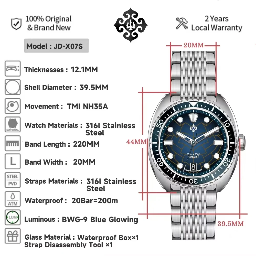 2025 New IXDAO IPOSE Automatic Mechanical Men Watch JD-X07S Dragon