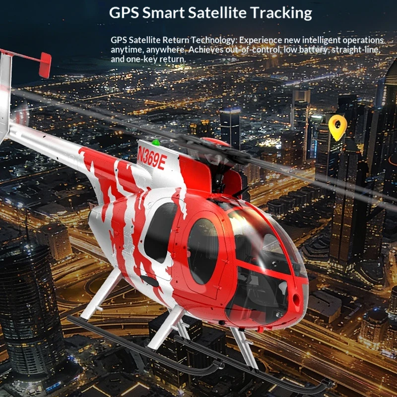 유샹 뉴 F119S MD-500 리틀 버드 원격 조종 헬리콥터 모델 GPS 포지셔닝 브러시리스 모터 RC 성인용 장난감 레드 실버 RTF