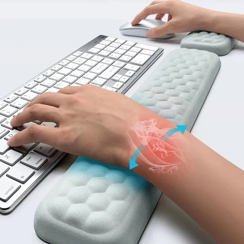 Alfombrilla de ratón ergonómica con reposamuñecas para teclado y ratón, protección para escribir en la oficina, alfombrilla de ratón de espuma viscoelástica para ordenador, portátil y escritorio