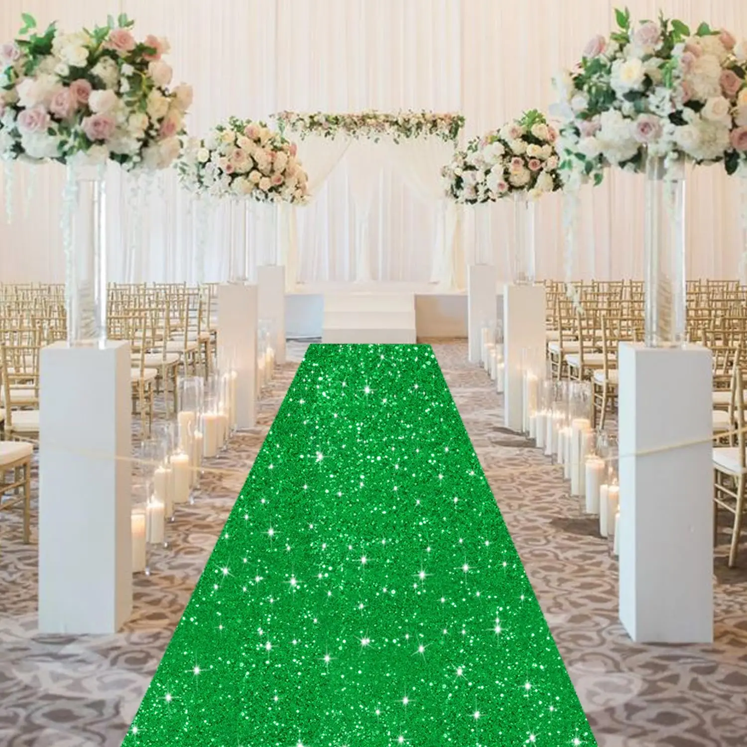 New Sparkling Green Carpet Wedding Hall, Corridor Decoration Carpet, Wedding Decoration, Holiday Accessories, Outdoor Carpet
