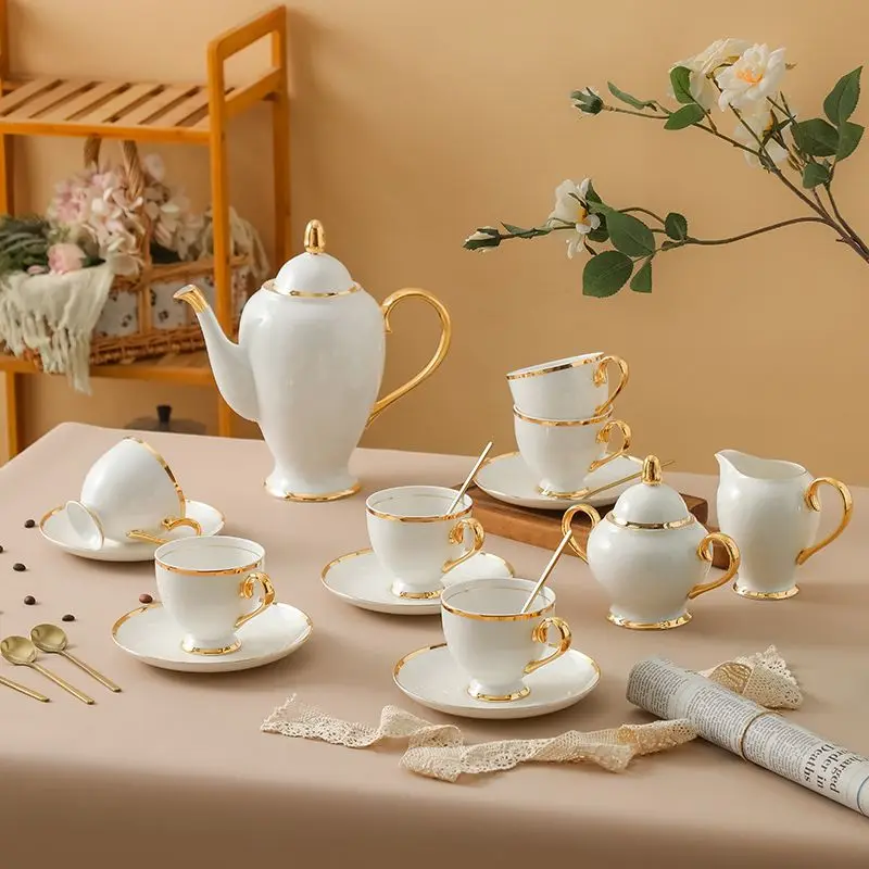 

European Luxury Coffee Pot Coffee Cups And Dishes Bone China Teapot Tea Cups Set Coffee Cup Set Milk Pot Coffee Set Sugar Bowl