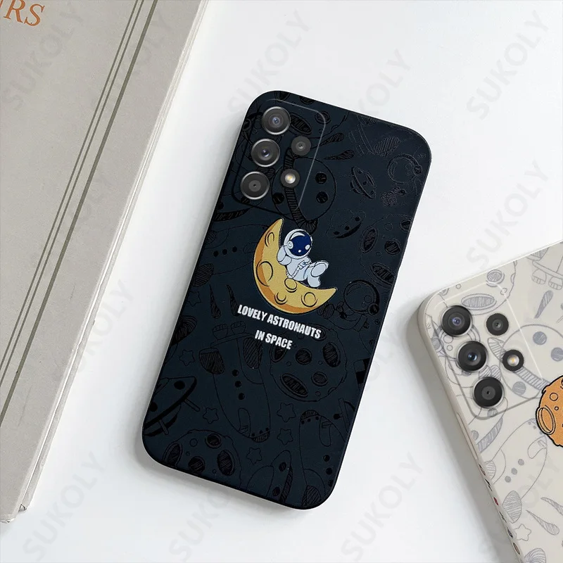 kawaii phone cases samsung Nhà Du Hành Vũ Trụ Dây Ốp Lưng Điện Thoại Samsung Galaxy S21 S22 Cực S20 FE A32 A52 A70 A50 A21S A51 A71 A22 a03S Ốp Bìa Mềm cute phone cases for samsung 