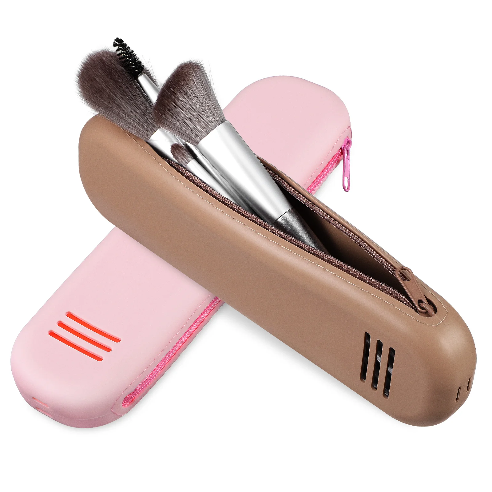 

2 Pcs Silicone Zipper Makeup Brush Bag Bags Holder Travel Fashionable Lady Holders Silica Gel Case