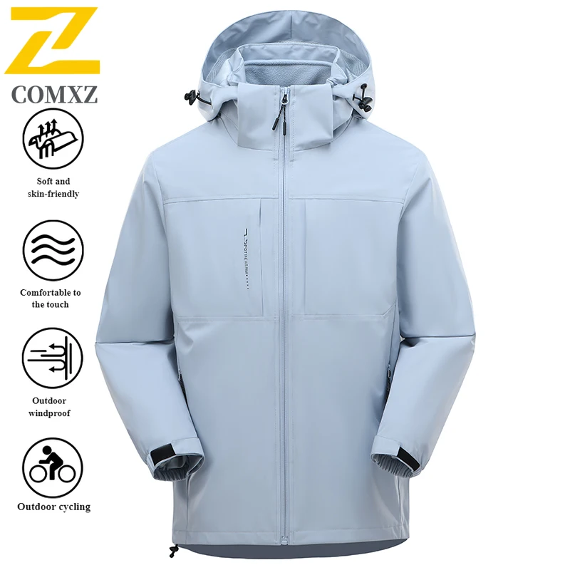 Winter 3-in-1 Couple Windbreaker Jacket Waterproof Windproof Thermal Fleece-Lined Outdoor Hiking Camping Fishing Breathable Coat