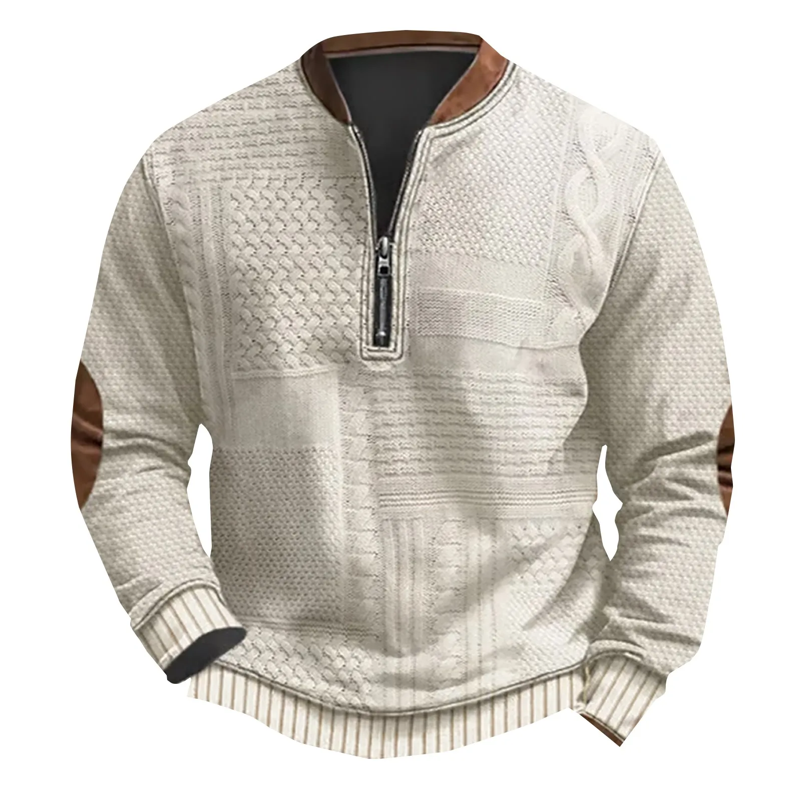 Men's Stripe Half Zipper Long Sleeve Sweatshirt