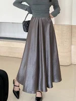 Plus Size Satin Half-Body Skirt Female 2026 Spring New Korean Fashion Temperament Elegant Solid Casual A-line Skirts - Image 3