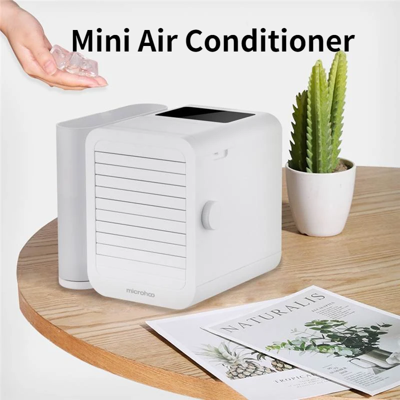 

Mini Air Conditioner Microhoo 3 In 1 USB Desktop Fan Water Cooling Fan Touch Screen Timing Artic Cooler Humidifier For Home