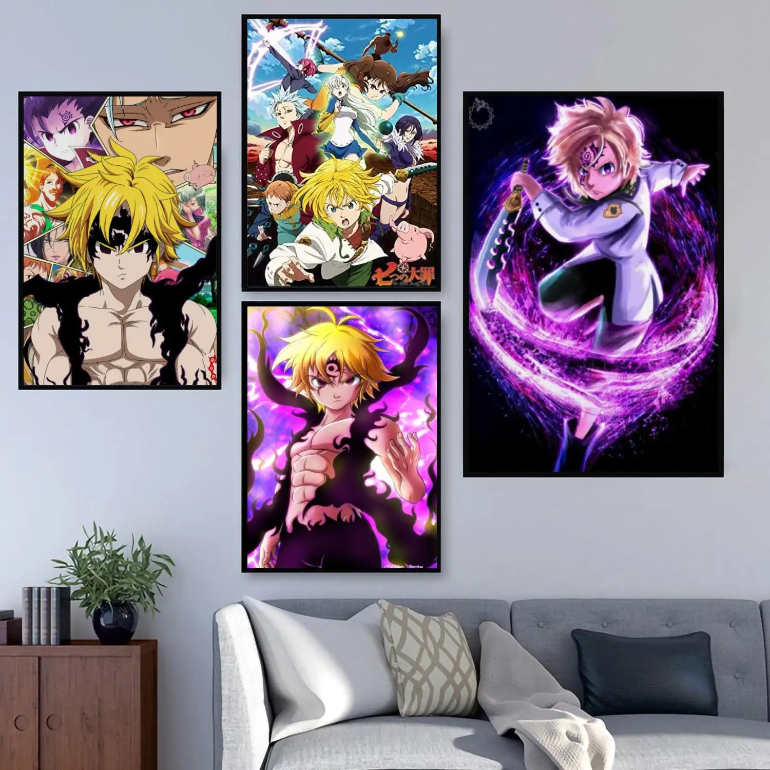 

seven deadly sins cartoon 24x36 Poster Decorative Painting Canvas Wall Art Living Room Posters Bedroom Painting