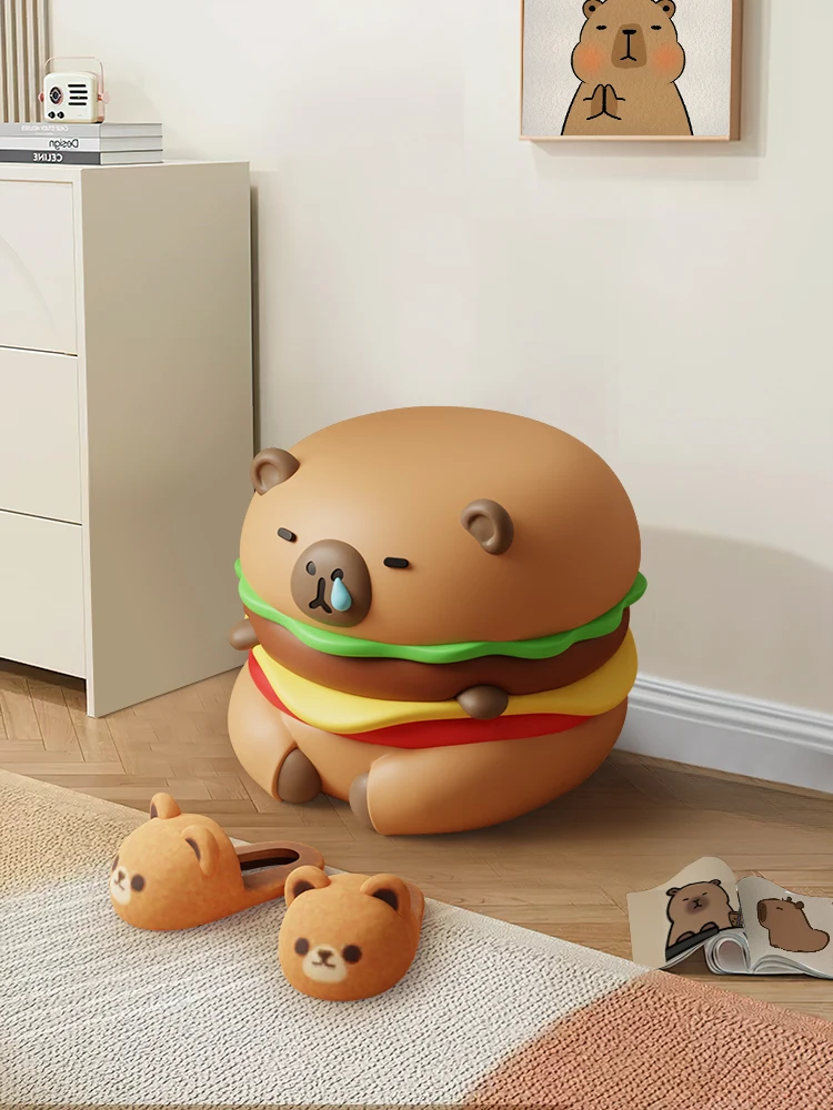 

Cute entrance, changing shoes and stools, cartoon hamburger small stool, family children's living room, low stool, small bench