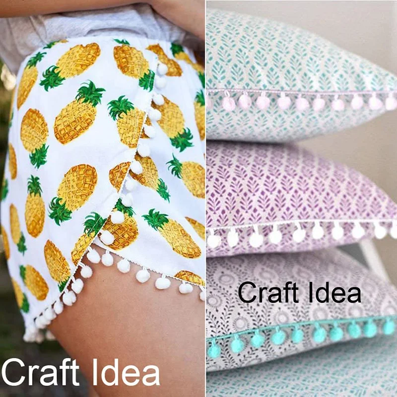 DIY 재봉 액세서리용 미니 폼폼 트림 볼 프린지 리본, 레이스 트림 패브릭 리본, 폼폼 프린지 태슬 레이스, 20 야드