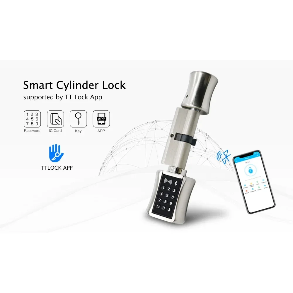 

2022 NEW TTlock Bluetooth Smart Cylinder Lock WIFI security wireless Electronic Digital APP Keypad Code RFID Card Keyless Lock