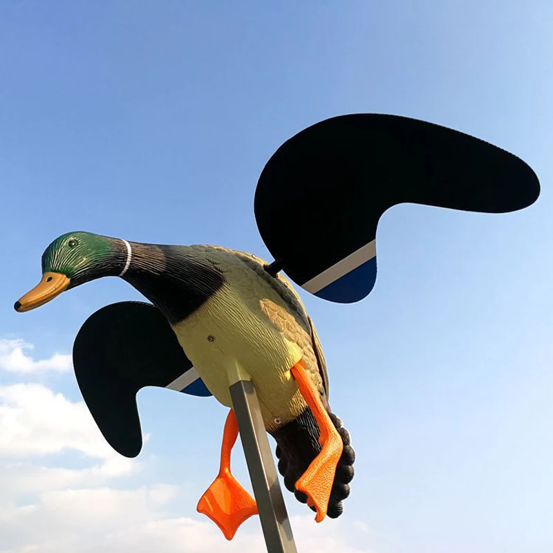 Leurre canard volant télécommandé réaliste - Appât de chasse avec tige de support verte