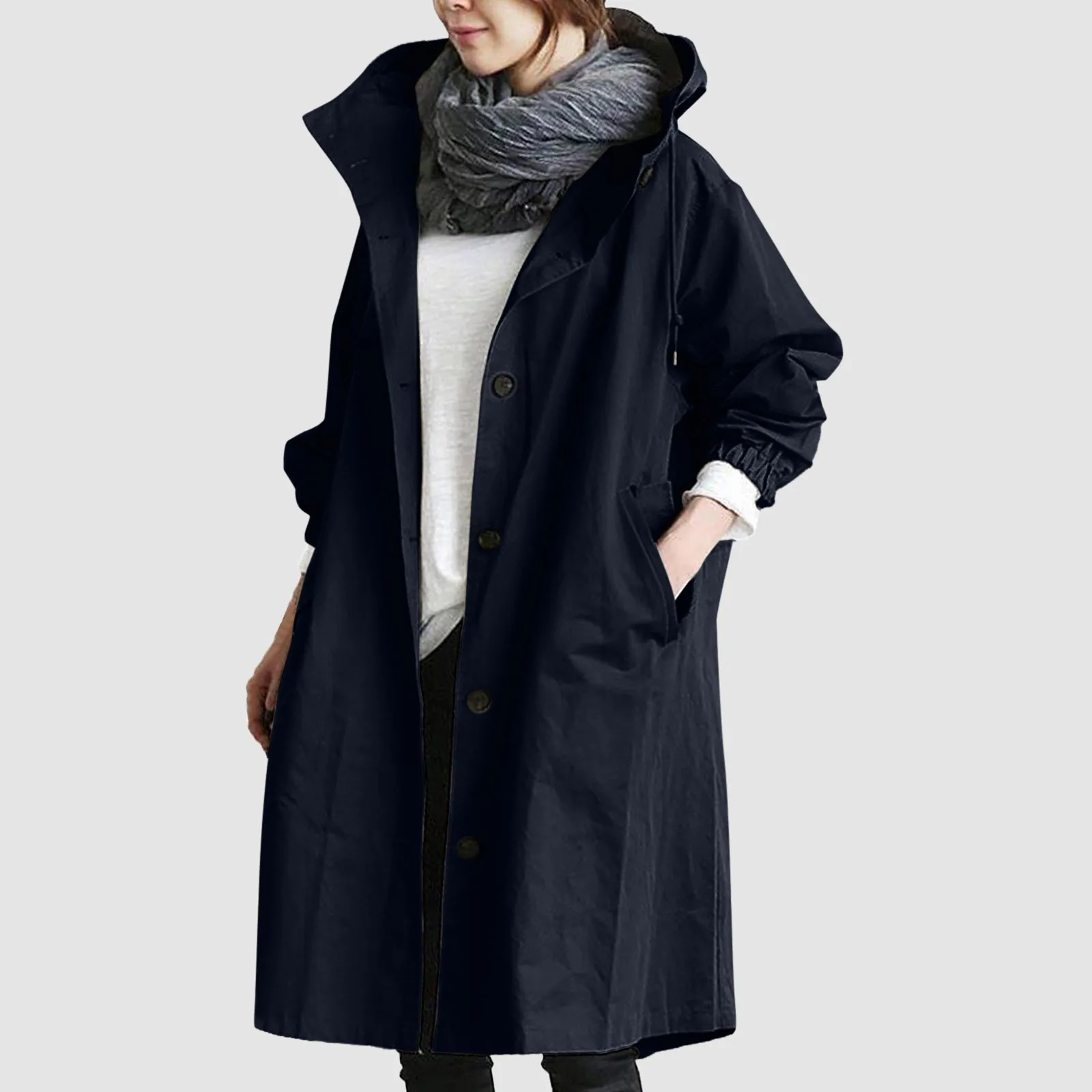 

Loose Comfortable Hooded Coat Outwear Womens Elegant Windbreaker Wild Winter Women's Coat Olive Windbreaker Womens