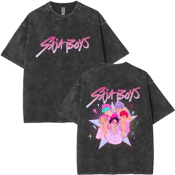 Washed Vintage KPop Demon Hunter Boy Double Sided T-Shirt