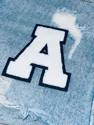 8cm Black & White Chenille Embroidered Letter Patches (A)