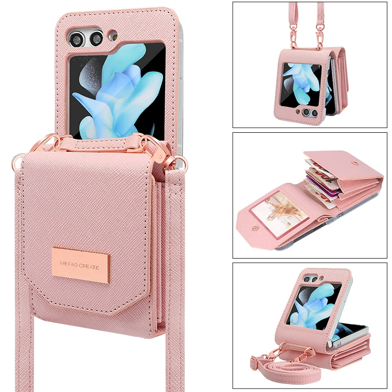 Vietao Crossbody Lanyard Mobile Phone Case with Card Slots Wallet