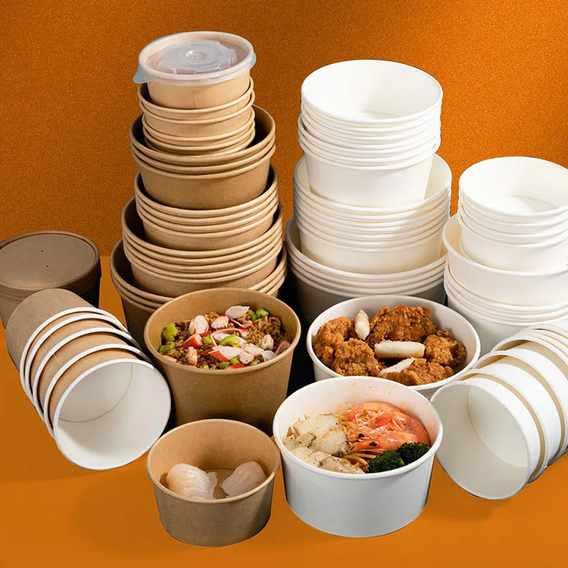 20Pcs Disposable Round Paper Lunch Box with Lid, Eco-Friendly Bento Food Storage Contai... - SKU RPLB1614 - UGI Packaging