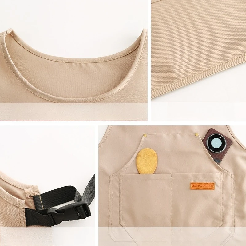 Durable Polyester Work Vest Apron for Women- Adjustable Kitchen Cooking Uniform with Customizable Printing Restaurant Waistcoat