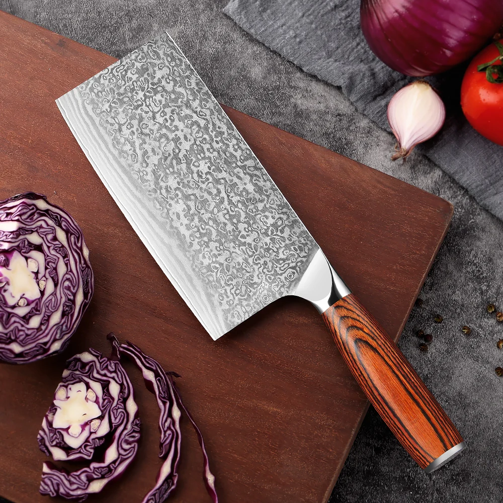 

Подлинный 7-дюймовый кухонный нож XITUO, поварские ножи, дамасская сталь, режущие ножи мясника для нарезки мяса, овощей, кухонные ножи