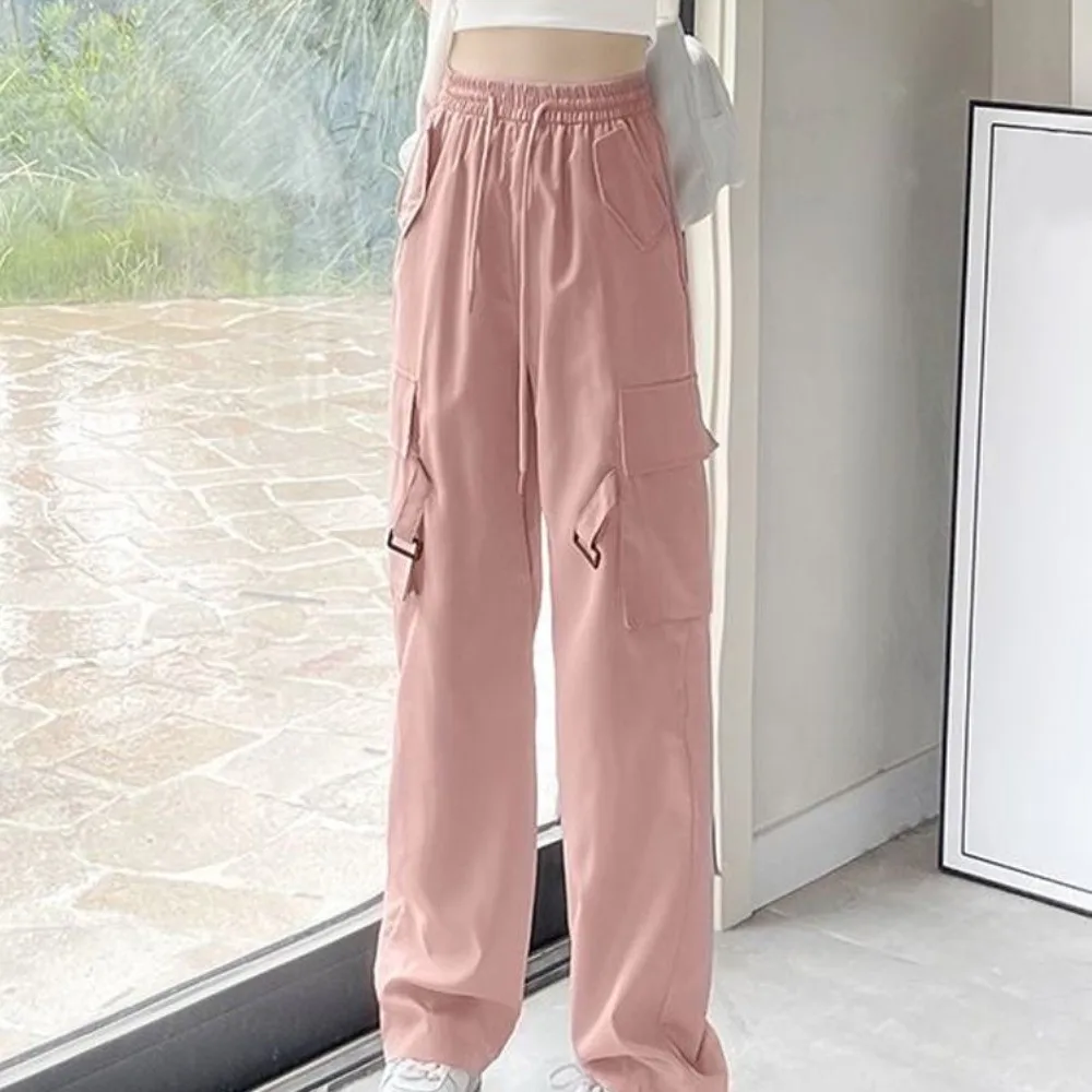 Large Pocket Baggy Cargo Pants American Vintage Y2K Wide Leg Sweatpants Multi-pockets High Waisted Women Trousers Dancing