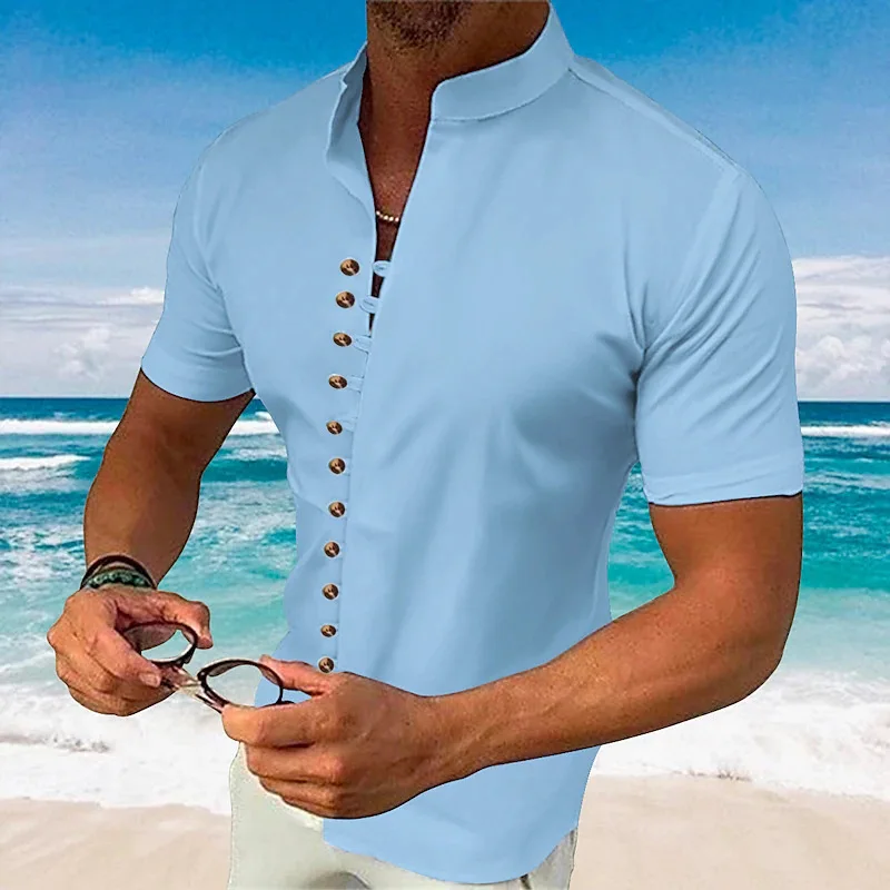 Summer Fashion cotton short-sleeved Shirt casual Men's short-sleeved Top British loose T-shirt