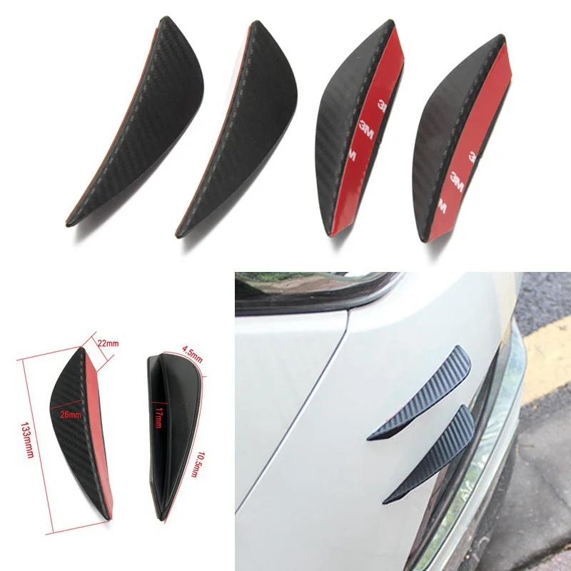 4pcs Carbon fiber Front Bumper Lip Splitter Fins Body Spoiler Canards Valence Chin EP-FD002S