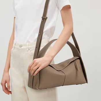 Borsa a tracolla Hobo in pelle di vacchetta da donna, design con doppio cinturino largo, borsa a tracolla portatile da portare sotto il braccio, per abiti casual da tutti i giorni