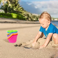 6 Pcs Children's Beach Bucket Water Playthings Toys Outdoor Sand Dig Buckets Playing Portable Small Supply 2