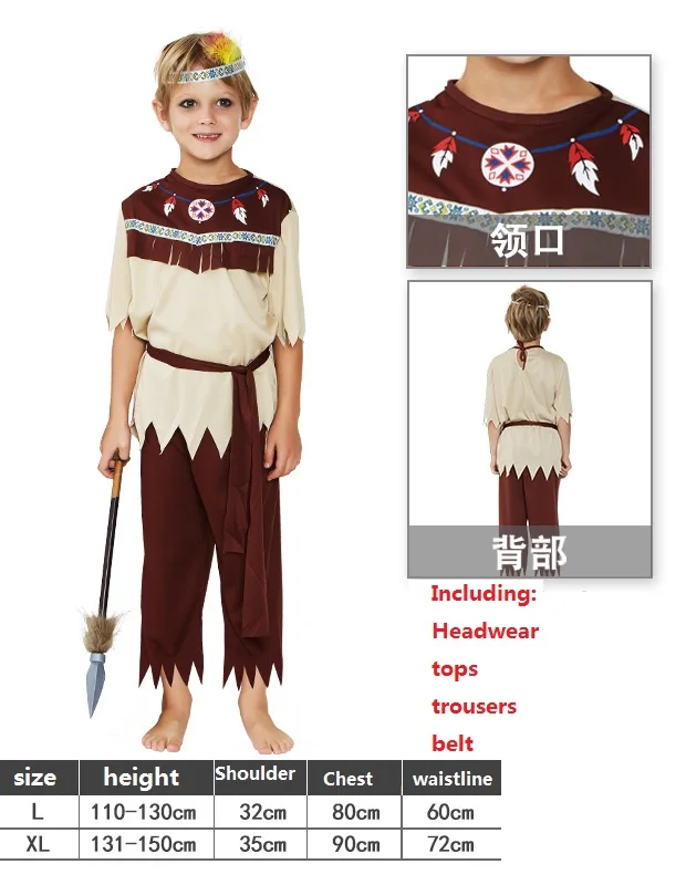 Adult Children's Halloween Cosplay Costumes Grey White Indian Clothing Indigenous Costumes Masquerade Dance Performance