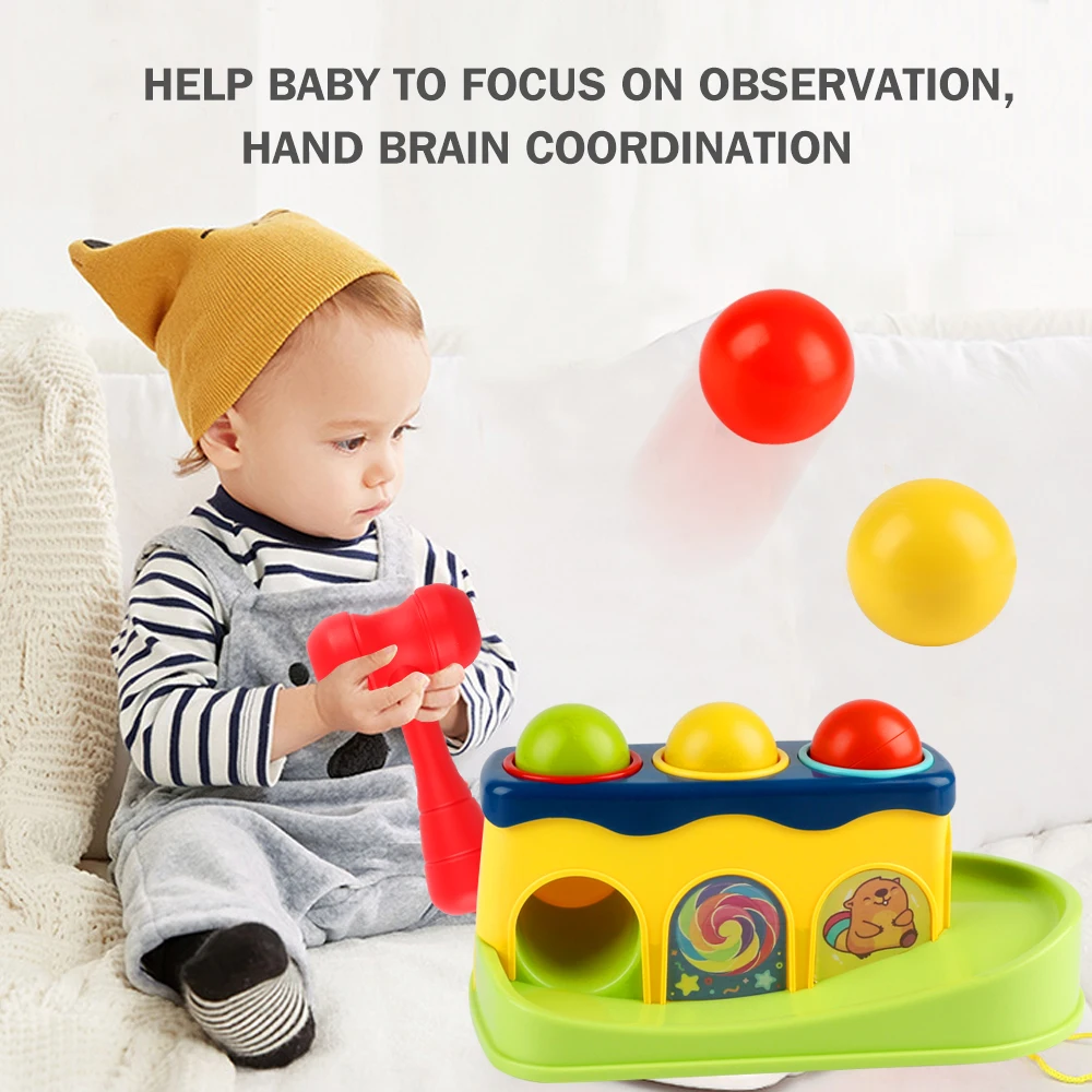 Interactive Pop-Up Hammer Toy for Babies Educational Tool with Stacking Balls Preschool Game Gifts for Boys and Girls inflatable hammer toys