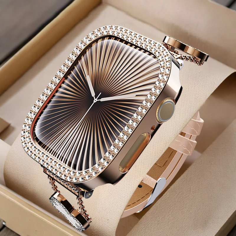 Women Luxury Smartwatch with Sparkling Rhinestones & Metal Wristband, Interchangeable Straps. Features BT Calling, Heart Rate Tracking, Wireless Charging, 110+ Exercise Modes, 3ATM Waterproof, AMOLED Touchscreen, 7-Day Battery. Works with Android/iOS, 7