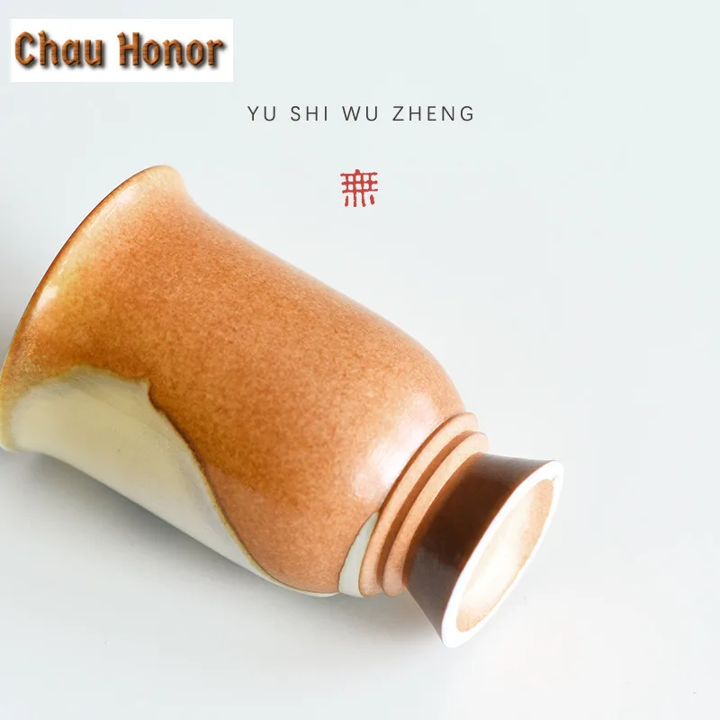 2pc/lot Coarse Potter High Foot Teacup Tea Bowl Single Cups Tea-tasting Meditation Cup Chazhan Master Cups Liquor Small Mug 75ml