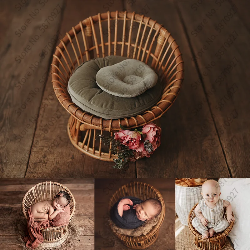 Newborn Photography Props Fotografia Retro Rattan Chair Newborn Photography Basket Furniture Newborn Shooting Bebe Accessories