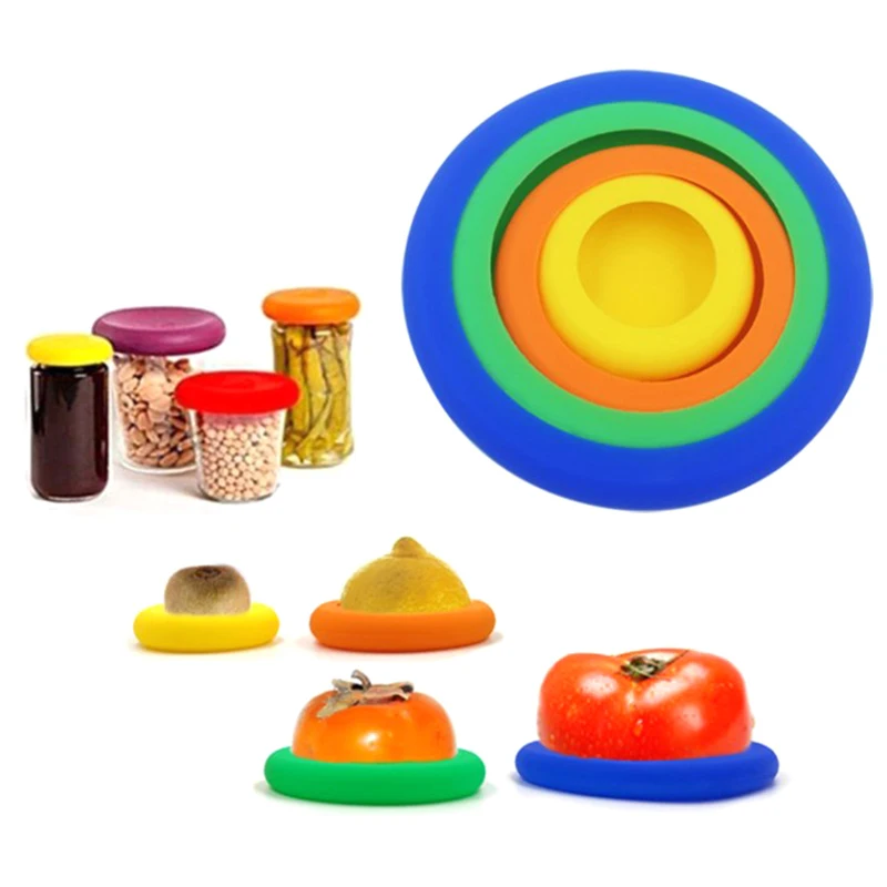 4pcs/Set Silicone Fresh Keeping Cover Lid Vegetable Storage Cover Reusable Food Storage Fresh Keeping Set Kitchen Cookware food cover kitchen storage box fresh keeping cover preservation cover