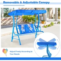 Swing w/Safety Belt, 2 Seats Outdoor Lounge   w/Removable Canopy, for Backyard Lawn, Patio Swings 2