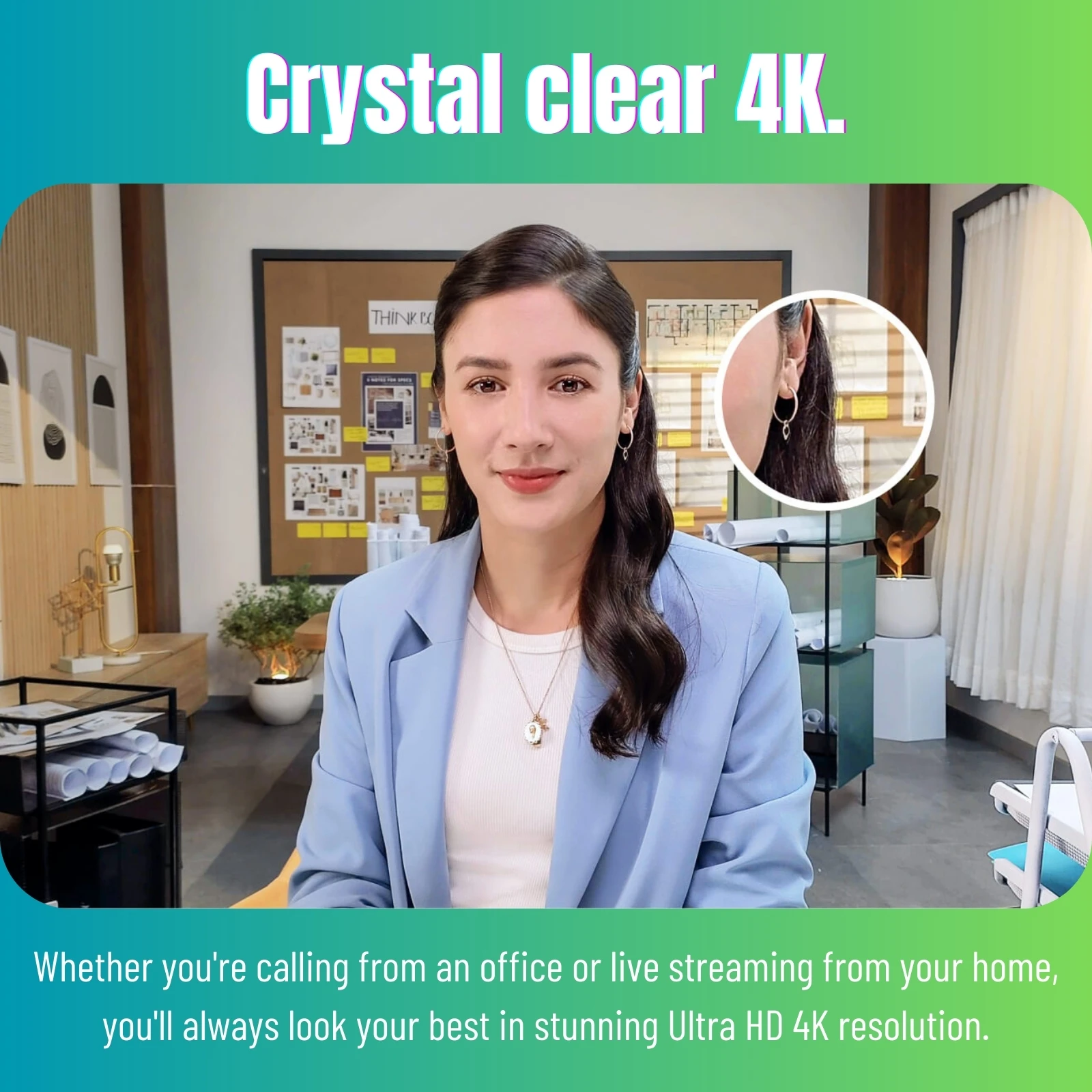 인스타 360 링크 웹캠, 4K AI 추적 제스처 컨트롤, 1/2 인치 센서, HDR 라이브 팩타임 인스타 360 오리지널 PC 카메라