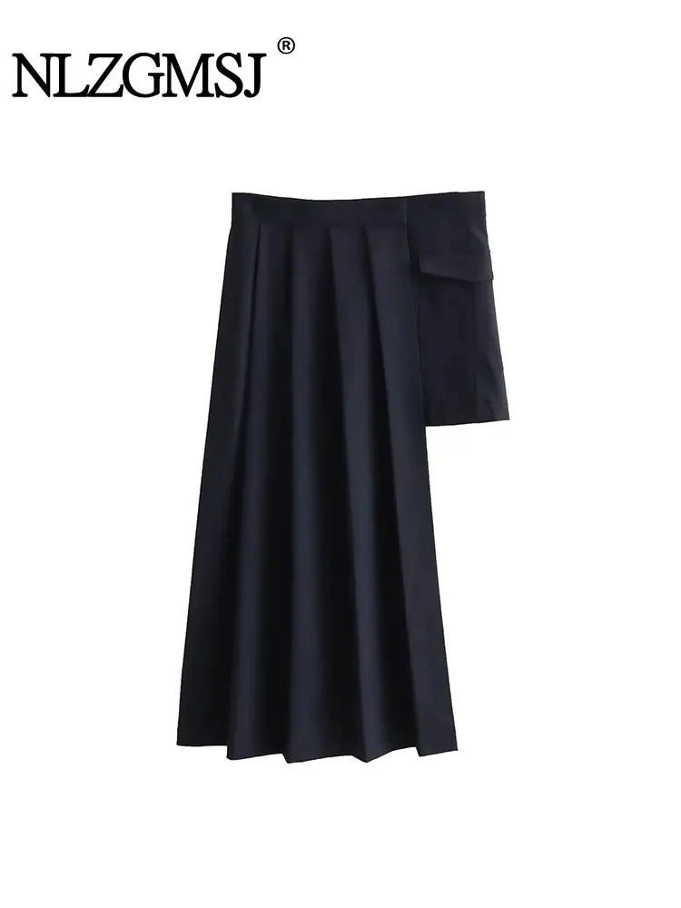 

Nlzgmsj TRAF 2023 New Women Summer Casual Sweet Solid Asymmetrical Ruffled hem Skirts Street Fashion Ladies