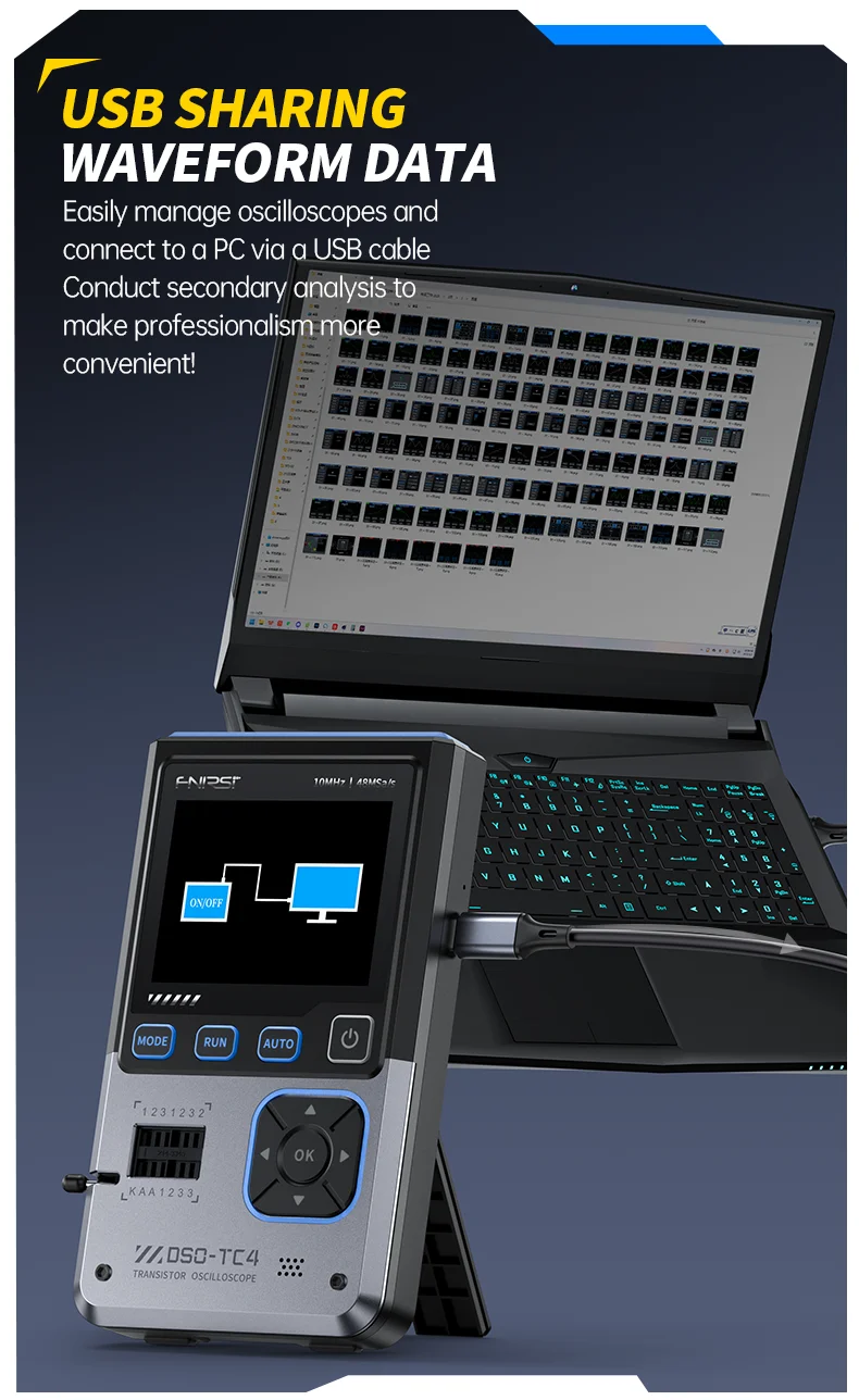 DSO-TC4 Handheld 3-in-1 Digital Oscilloscope, Transistor Tester 10MHz 48Ms/s Ele